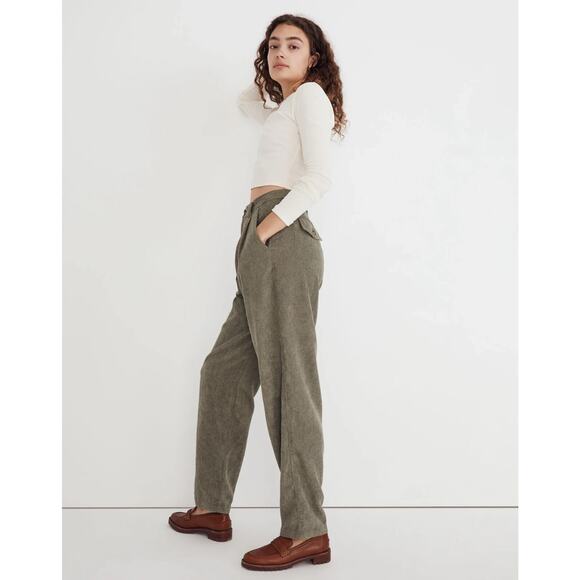 Madewell Corduroy High Rise Tapered Pants Distant Surplus Green Women's Size 6 - Picture 13 of 15